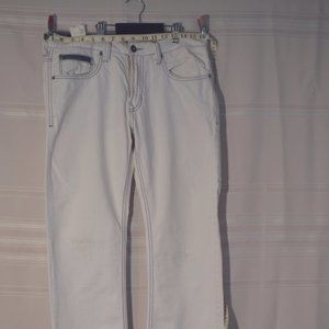 Buffalo Men's gently distressed white jean 31-33